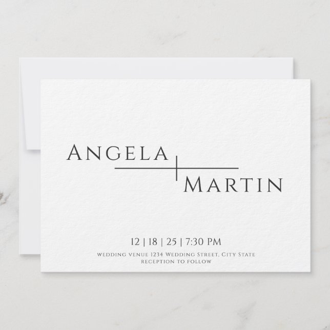 Modern Simple Black Wedding Invitation (Front)