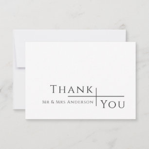 Modern Simple Black Wedding Thank You Card