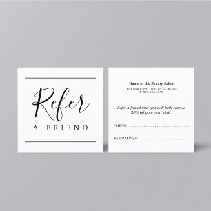 Modern Simple Black White Beauty Referral Card