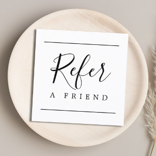 Modern Simple Black White Beauty Referral Card