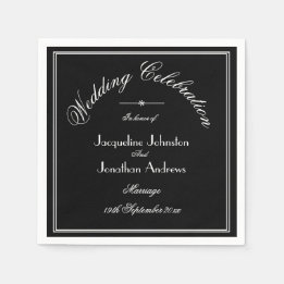 Modern Simple Black & White Custom Wedding Napkins