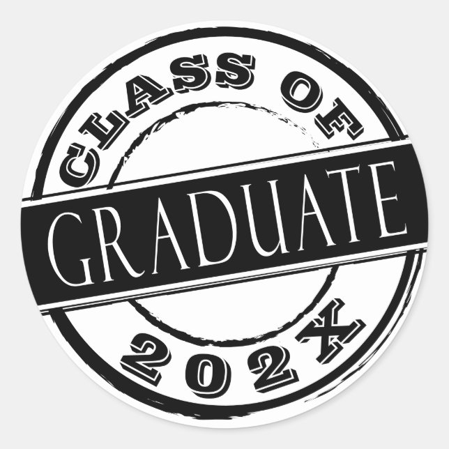 Modern Simple Black & White Graduate  Classic Round Sticker (Front)