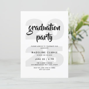 Modern Simple Black & White Graduation Party Invitation