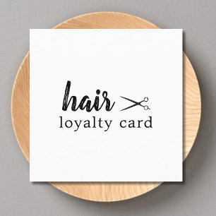 Modern Simple Black White Hair Salon Loyalty Card