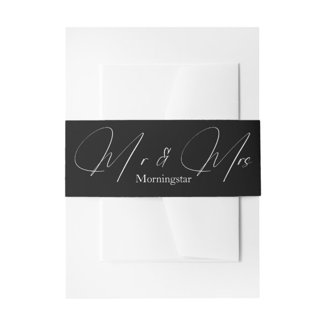 Modern Simple Black & White Invitation Belly Band (Front Example)