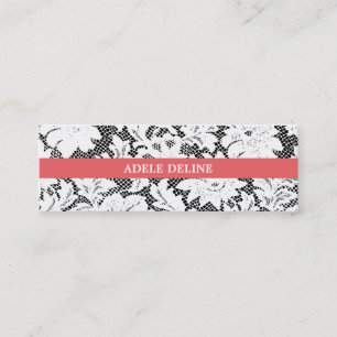 Modern Simple Black White Lace Interior Designer Mini Business Card