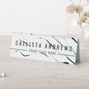 Modern Simple Black White Marble Nameplate