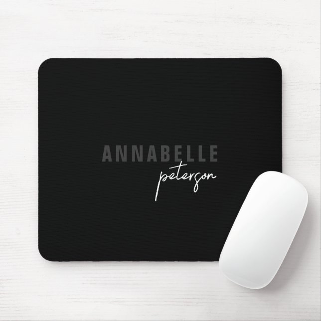 Modern Simple Black & White Minimal Script Mouse Mat (With Mouse)