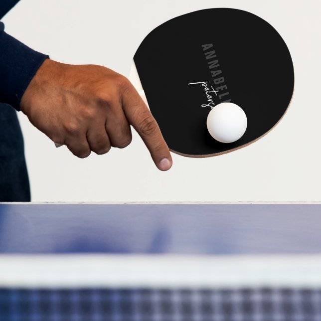 Modern Simple Black & White Minimal Script Ping Pong Paddle (Insitu)