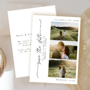 Modern Simple Black & White Photo Wedding Holiday Card