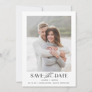 Modern Simple Black & White Photo Wedding Save The Date