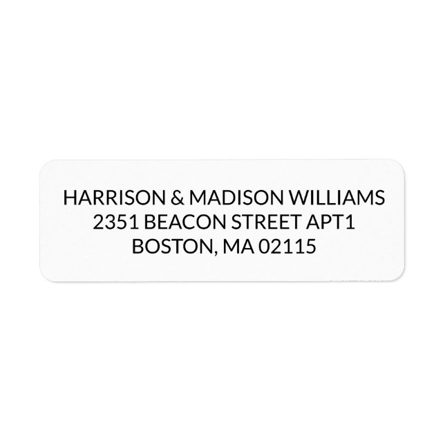 Modern simple black white Return Address (Front)