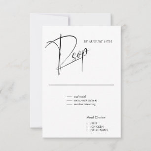 Modern Simple Black & White RSVP Card