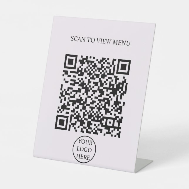Modern Simple black & white Scan QR Code Menu  Pedestal Sign (Front)