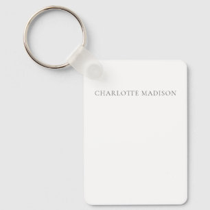 Modern Simple Black White Trendy Minimalist Name Key Ring