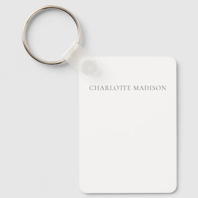 Modern Simple Black White Trendy Minimalist Name Key Ring (Front)
