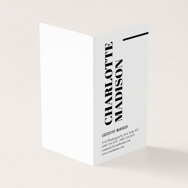 Modern Simple Black White Trendy Minimalist Plain  Business Card (Outside)