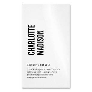 Modern Simple Black White Trendy Minimalist Plain Magnetic Business Card