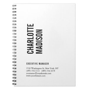 Modern Simple Black White Trendy Minimalist Plain Notebook