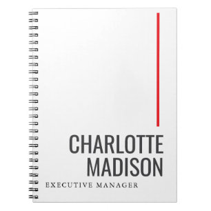 Modern Simple Black White Trendy Minimalist Plain Notebook