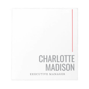 Modern Simple Black White Trendy Minimalist Plain Notepad