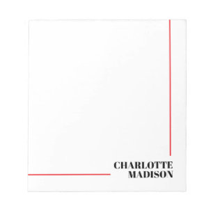 Modern Simple Black White Trendy Minimalist Plain Notepad