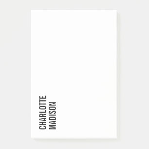 Modern Simple Black White Trendy Minimalist Plain  Post-it Notes