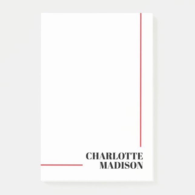 Modern Simple Black White Trendy Minimalist Plain  Post-it Notes (Front)