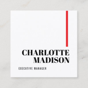 Modern Simple Black White Trendy Minimalist Plain Square Business Card