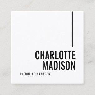 Modern Simple Black White Trendy Minimalist Plain Square Business Card