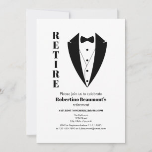 Modern Simple Black White Tuxedo 50th Birthday Invitation