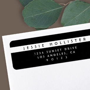 Modern Simple Black with White Return Address