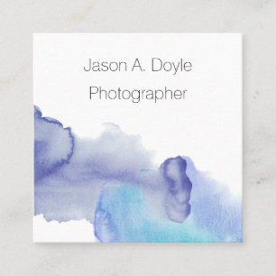 Modern Simple Blue and White Professional  Square Business Card