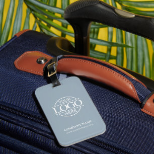 Modern Simple Blue Business Logo Employee Travel Luggage Tag