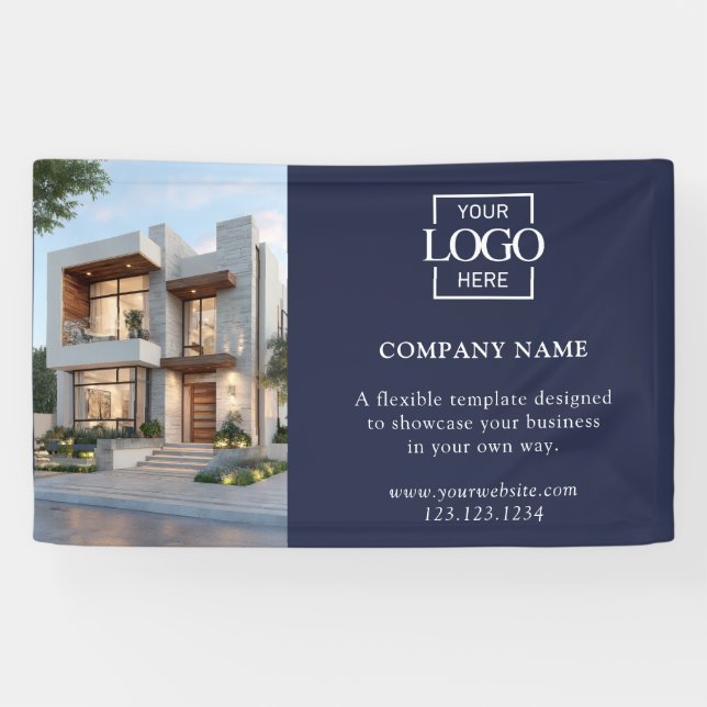 Modern Simple Blue Business Logo Professional Banner (Horizontal)