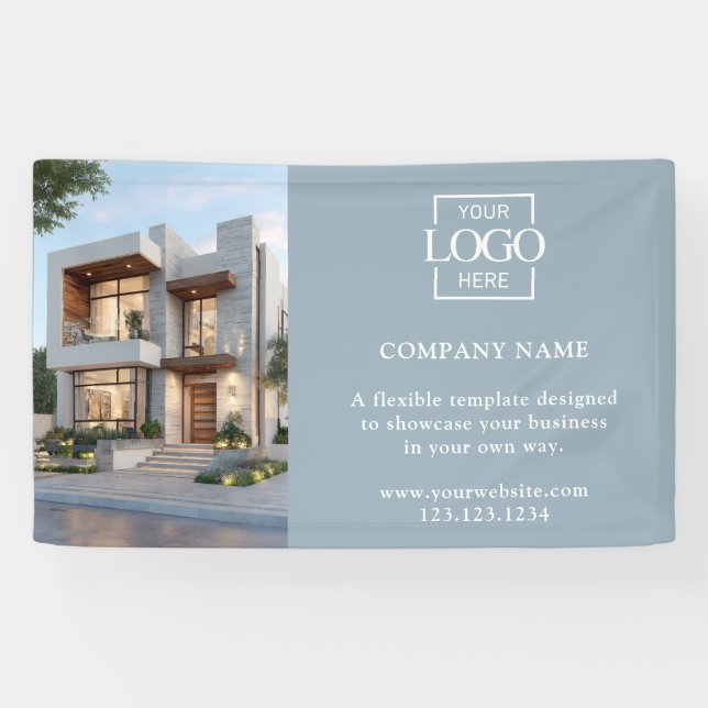 Modern Simple Blue Business Logo Professional Banner (Horizontal)