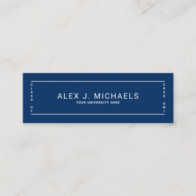 Modern simple blue class of graduation name card (Front)