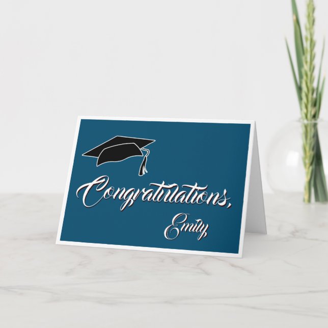 Modern Simple Blue Congratulations Graduation Card (Front)