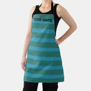 Modern Simple blue Navy Two Tone Stripe name Apron