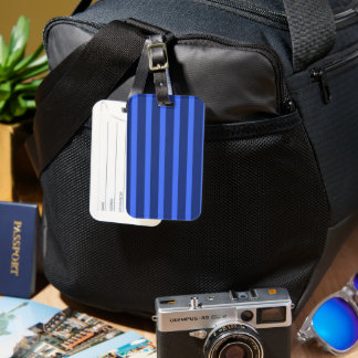 Modern Simple blue Navy Two Tone Stripe name Luggage Tag