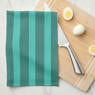 Modern Simple blue Navy Two Tone Stripe name Tea Towel