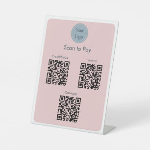 Modern Simple  Blue Pink Scan to pay QR Codes Pedestal Sign