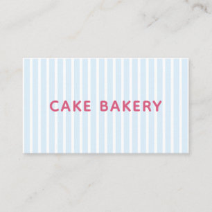 Modern Simple Blue Stripes Bakery Business Card