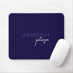 Modern Simple Blue & White Minimal Script Mouse Mat