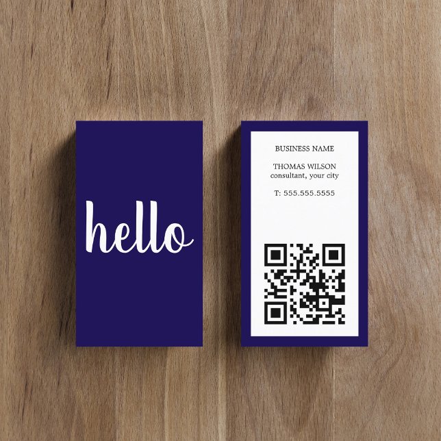 Modern Simple Blue White QR Code Consultant  Business Card (Creator Uploaded)