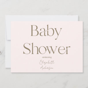 Modern & Simple Blush and Gold Baby Shower Invitation