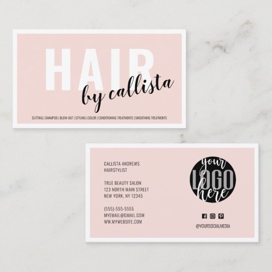 modern simple blush pink border logo hairstylist business