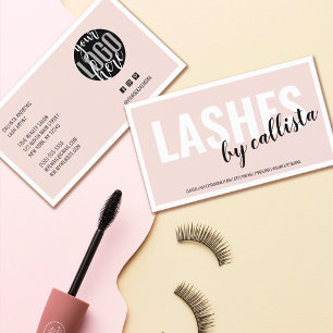 Modern Simple Blush Pink Border Logo Lash Artist Business Card