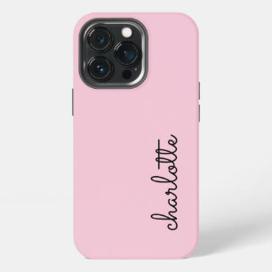 Modern Simple Blush Pink Script Style Monogrammed iPhone 13 Pro Case