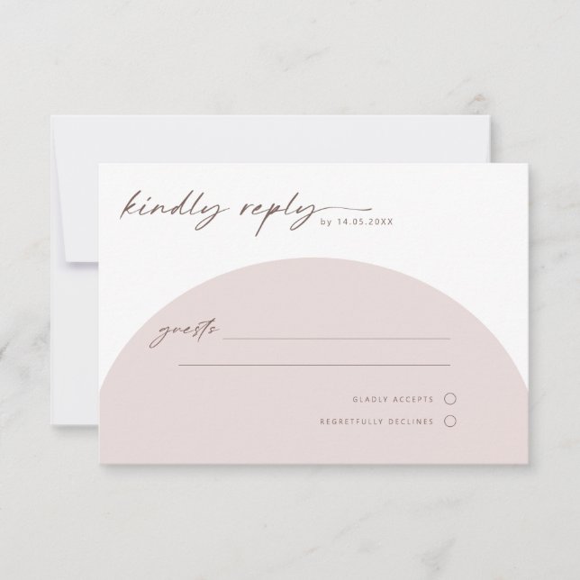 Modern Simple Bohemian Arch RSVP Reply Card (Front)